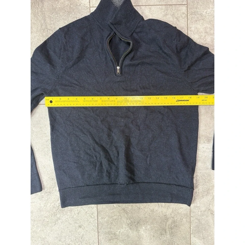 Express Merino Wool Sweater Men's L Navy Quarter Zip Pullover Preppy Classic